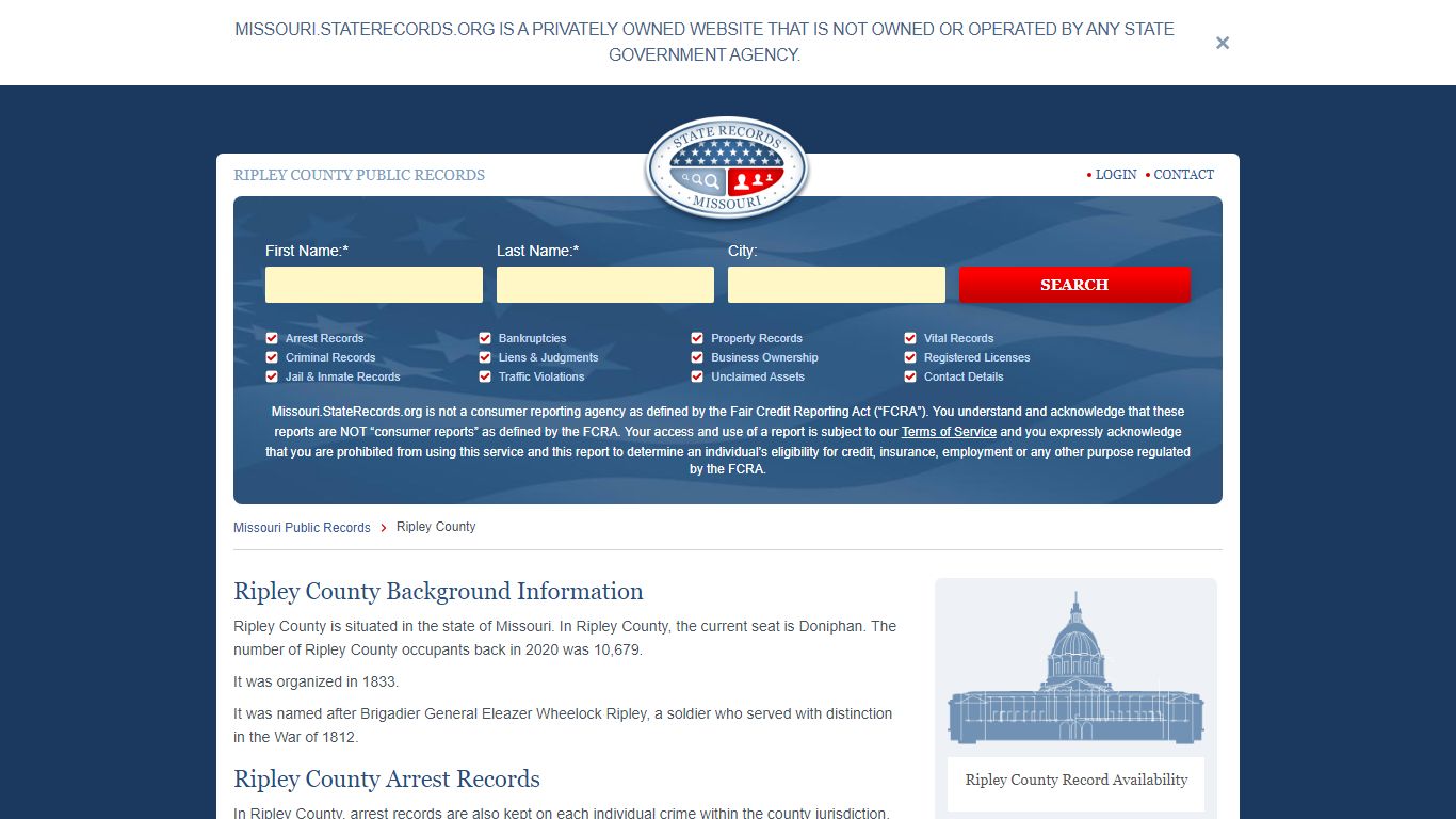 Ripley County Arrest, Court, and Public Records | StateRecords.org